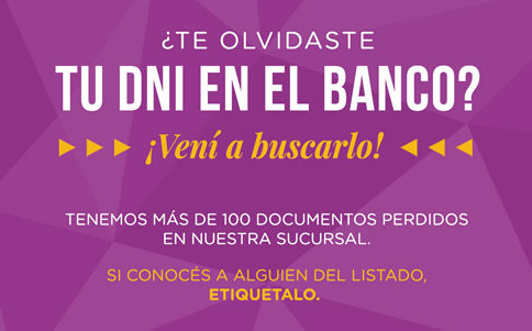 Listado de documentos de identidad extraviados